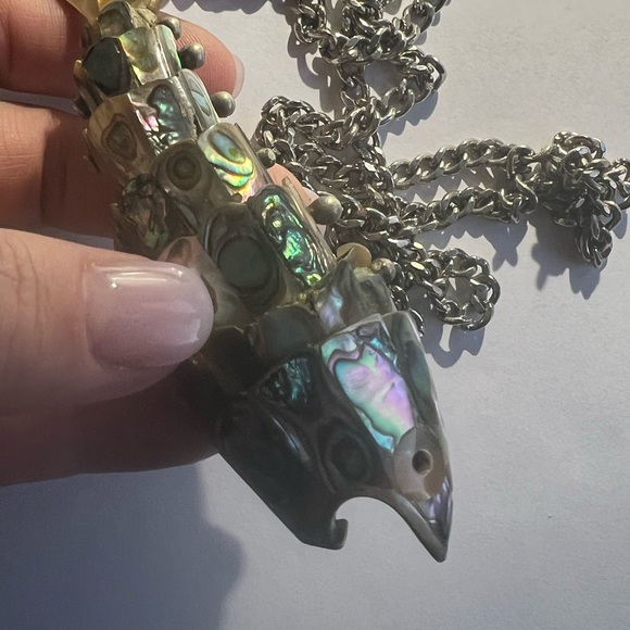 Vintage Abalone Articulated Fish Bottle Opener Mexican Silver - Picture 3 of 15